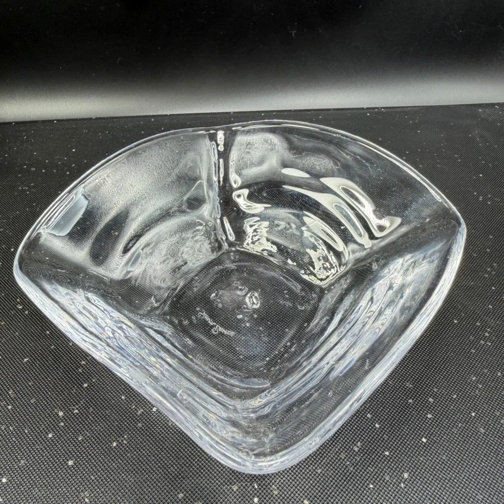 Simon Pearce Woodbury Glass Bowl Clear Hand Blown Signed Crystal Dish‎ Bowl VTG